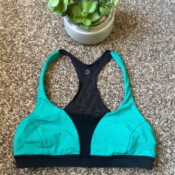 Lululemon Smooth Stride Bra Viridian Green / Black - Picture 3 of 5